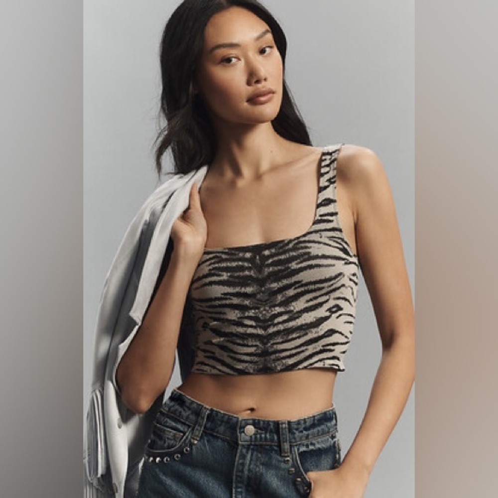 Anthropologie The Hannah Seamless Textured Tank: Tiger Print Edition, Size S/M